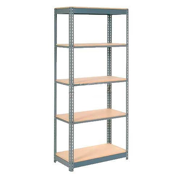 Heavy Duty Shelving 36W x 18D x 96H With 5 Shelves, Wood Deck, Gray